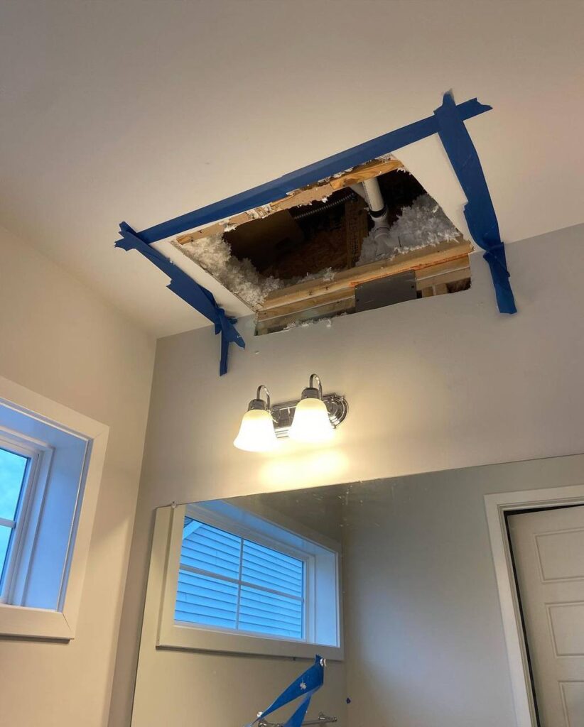 Drywall repair before and after in Toronto home